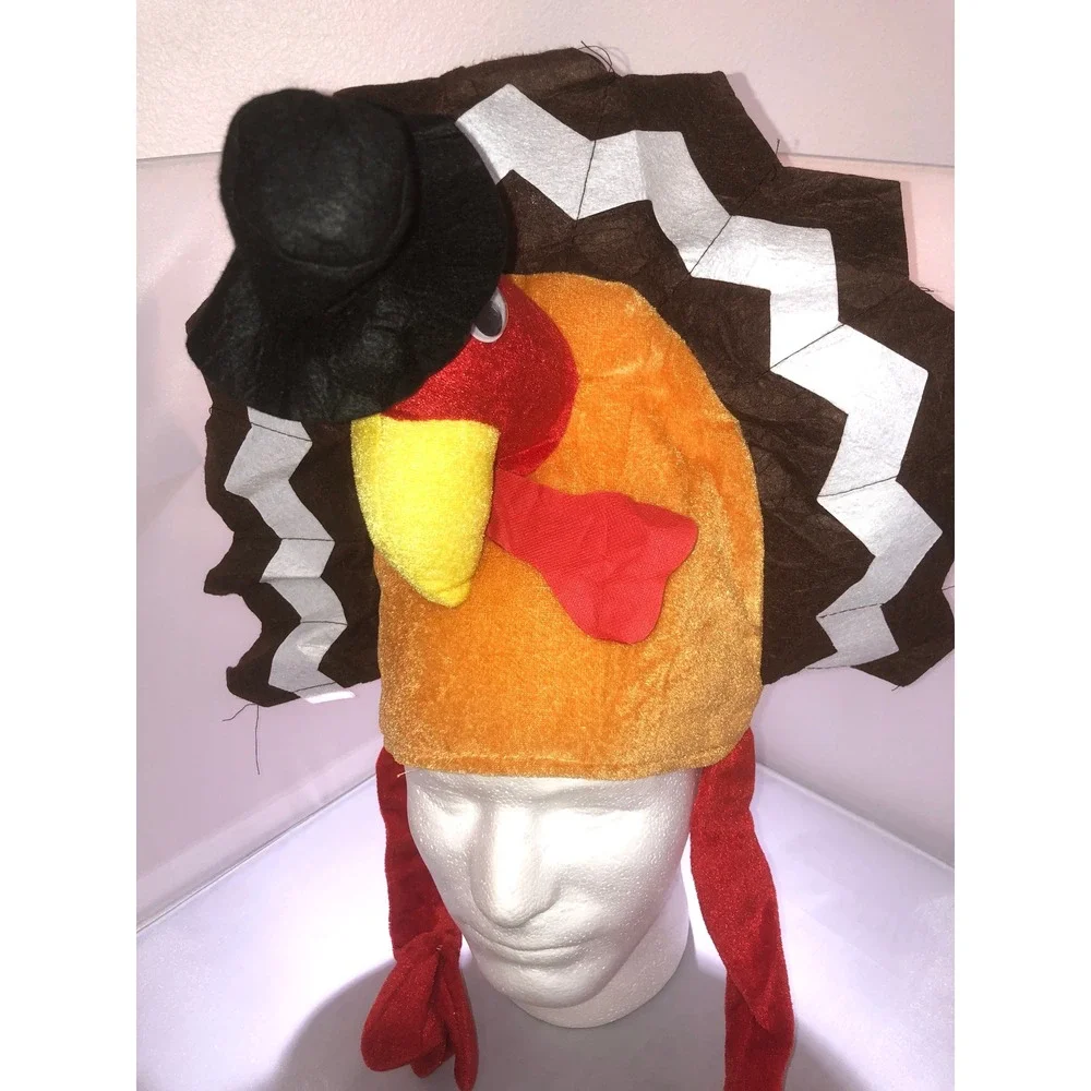 Thanksgiving Plush Turkey Hat Bundle of 2 Festive Novelty Costume Accessory